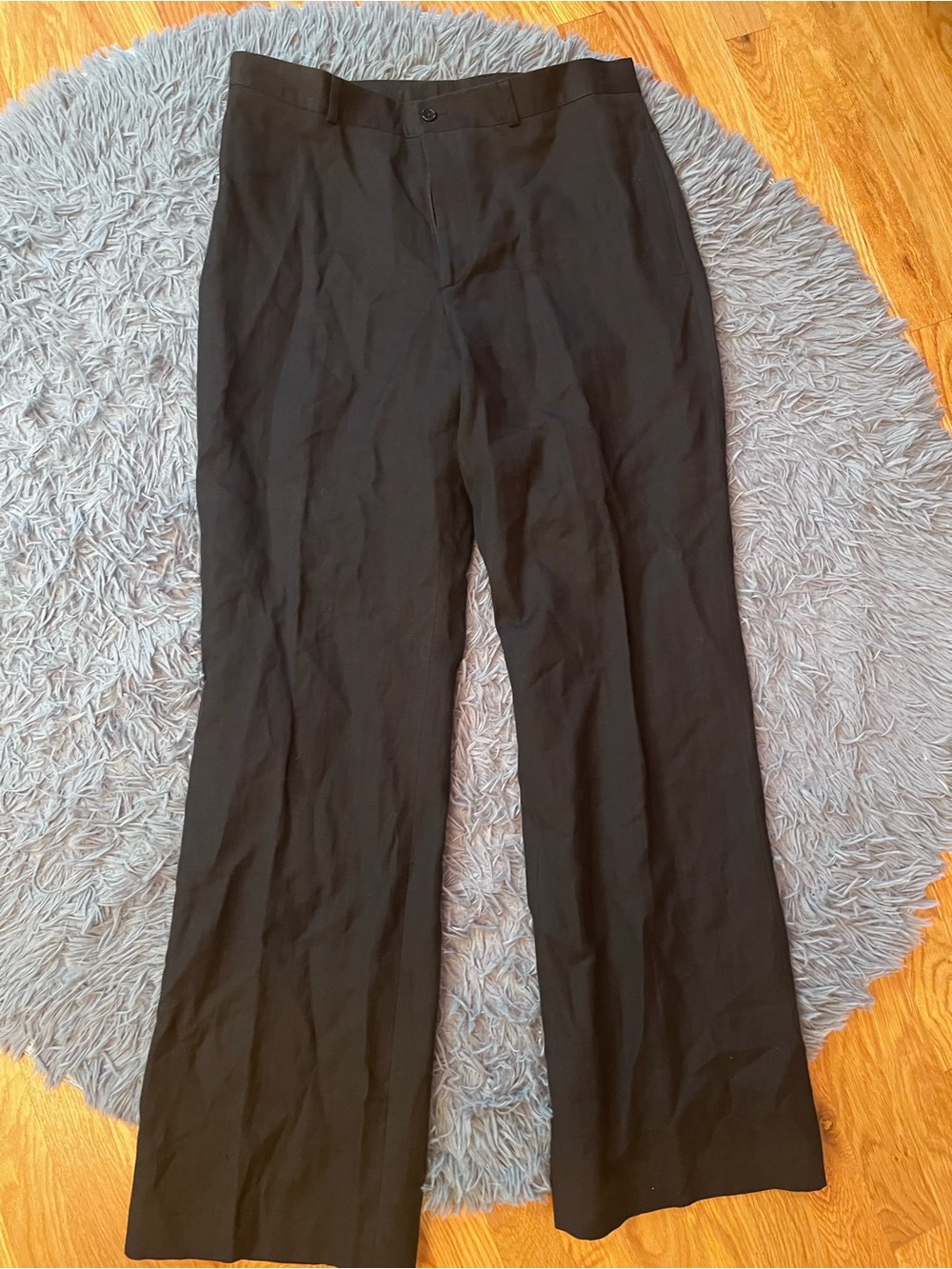 John Varvatos Classic Black Cotton Linen Tailored Dress Pants Size 34